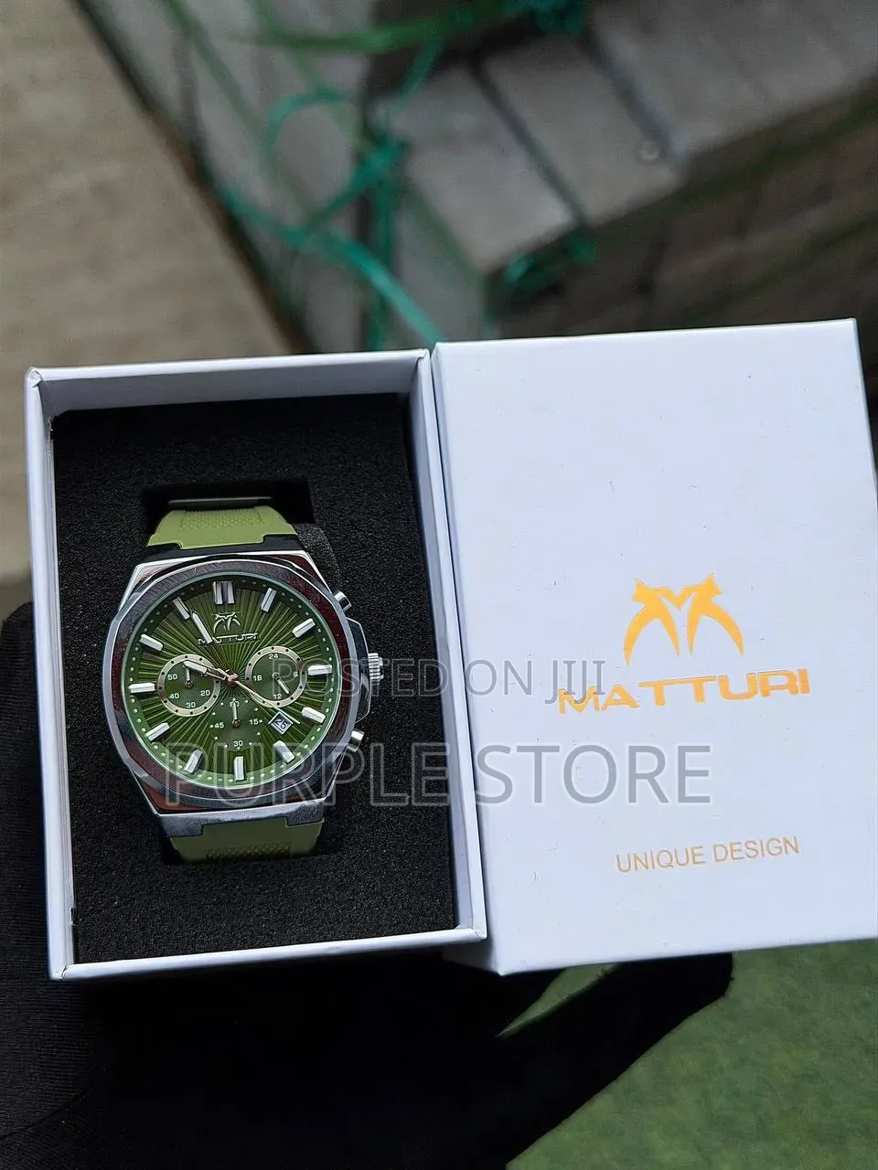 Matturi Chronograph Rubber Strap Watch Fully Packaged