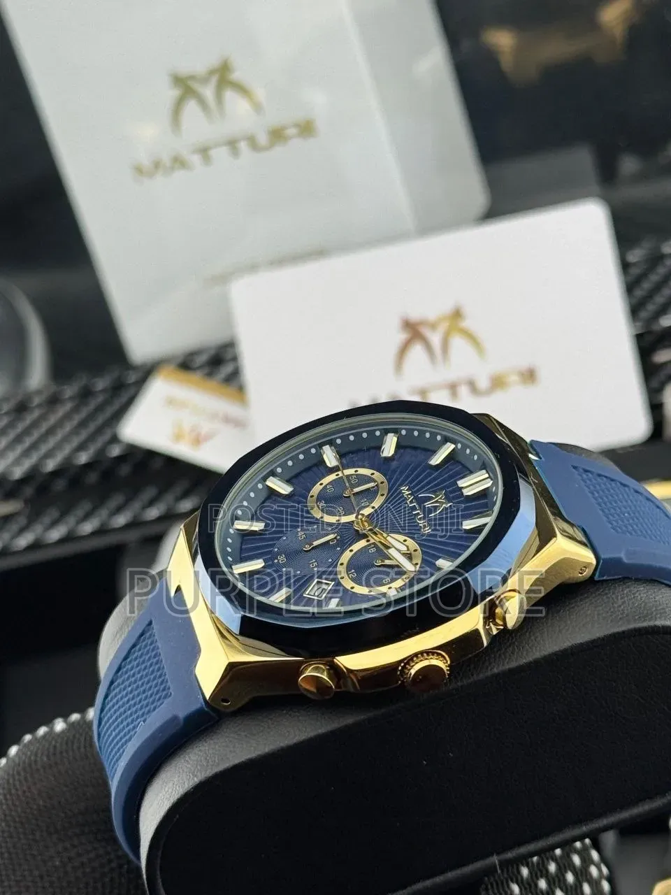 Matturi Chronograph Rubber Strap Watch Fully Packaged