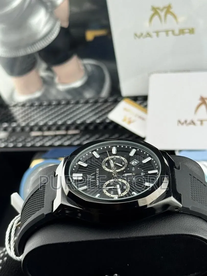 Matturi Chronograph Rubber Strap Watch Fully Packaged