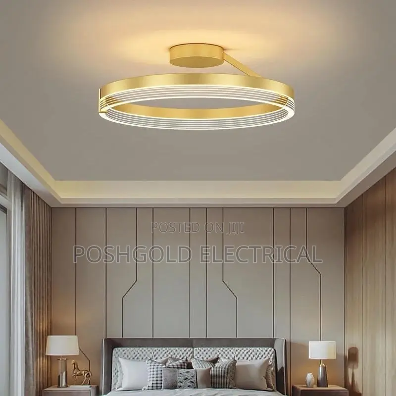Gold Halo Ring Semi-Flush Light.