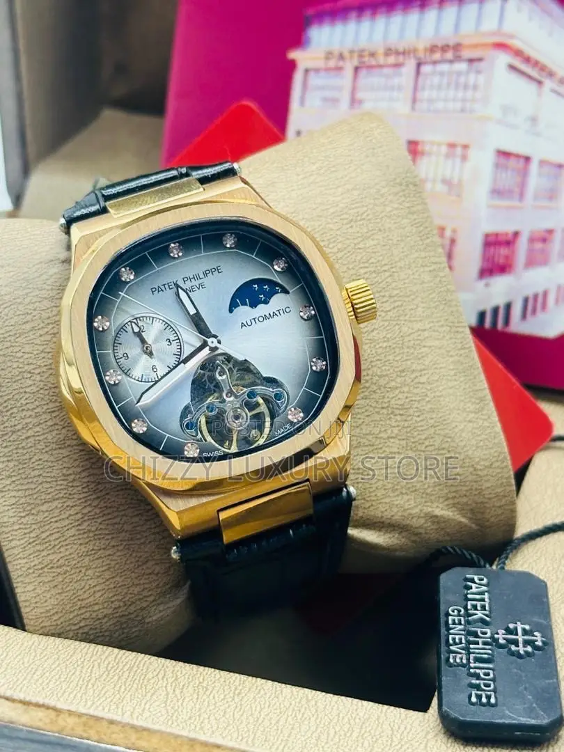 Patek Philippe Quality Luxury Leather Automatic Engine Wristwatch