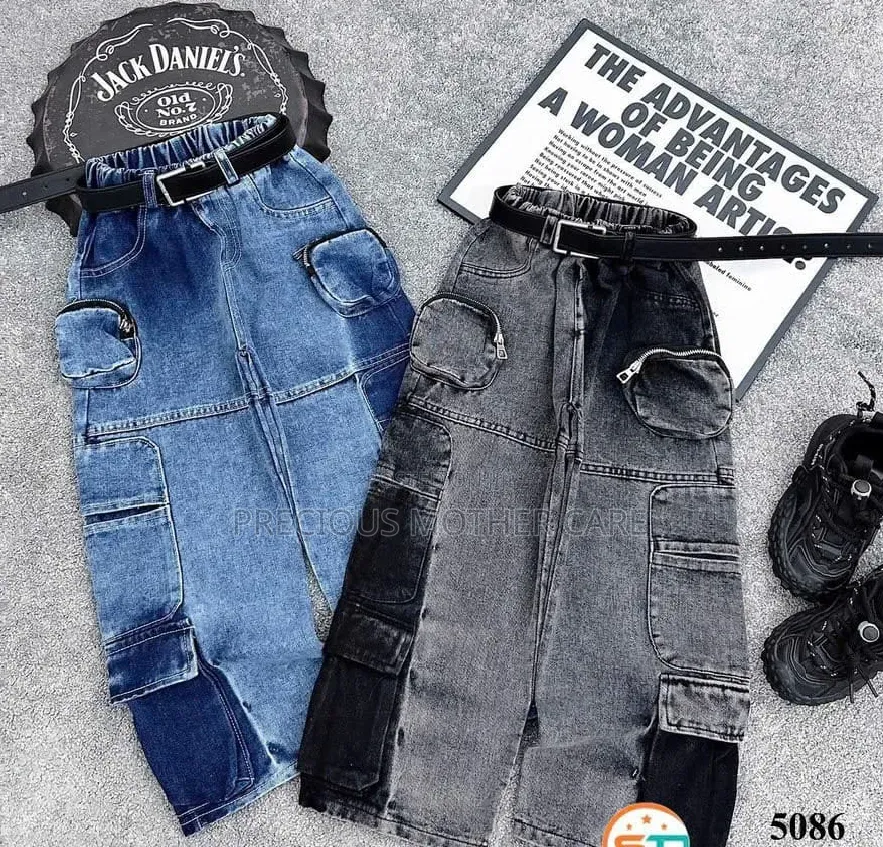 Children Black and Blue Cargo Bargin Jean Trouser