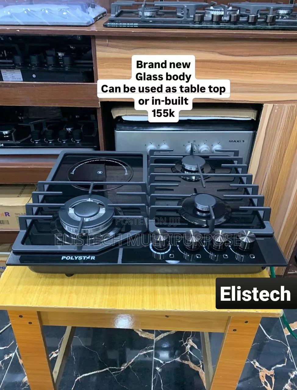Polystar 3-Burner + 1 Electric Glass Cooker - Table Top or in-Built