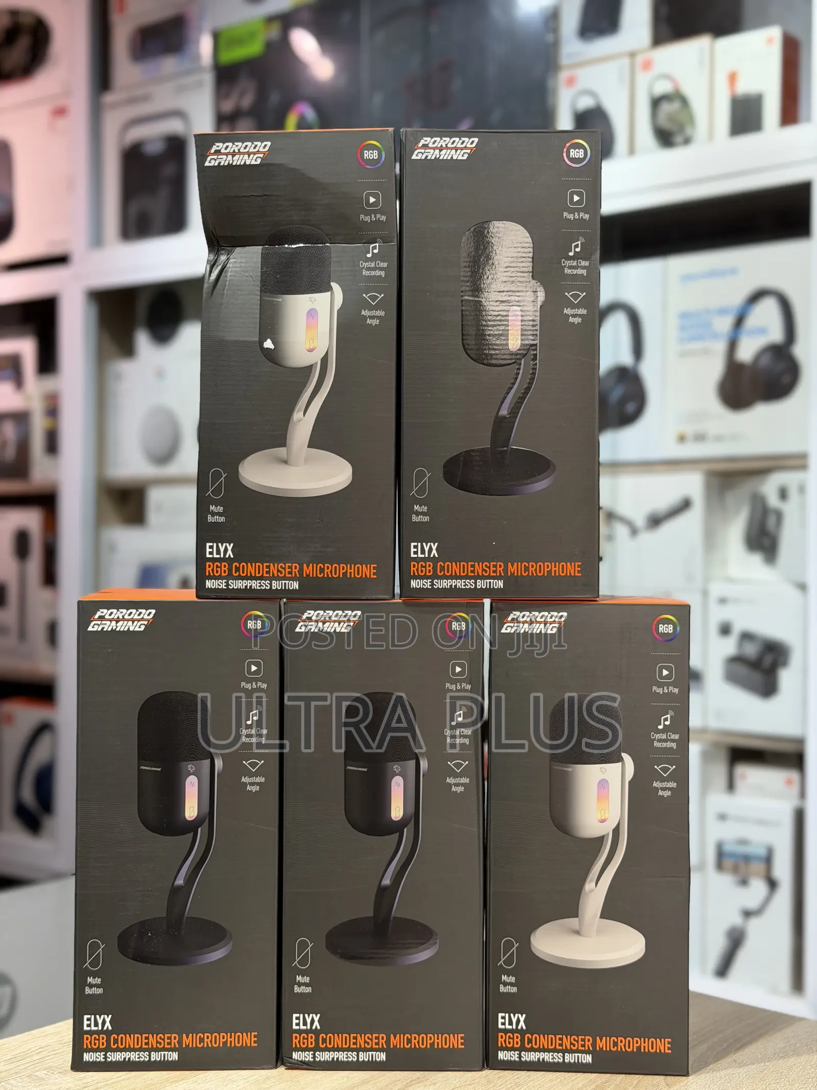 Porodo Gaming Elyx RGB Condenser Microphone - Noise Surppress Button