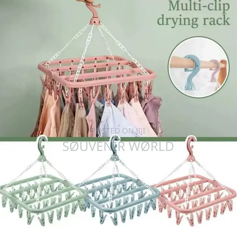 32-clip Multipurpose Hanging Clothes Dryer: