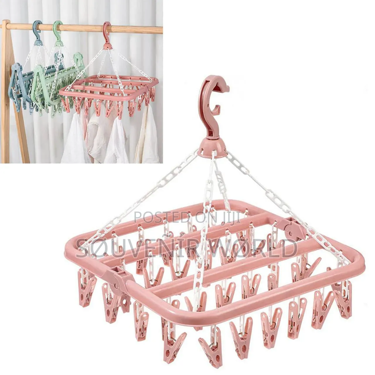 32-clip Multipurpose Hanging Clothes Dryer: