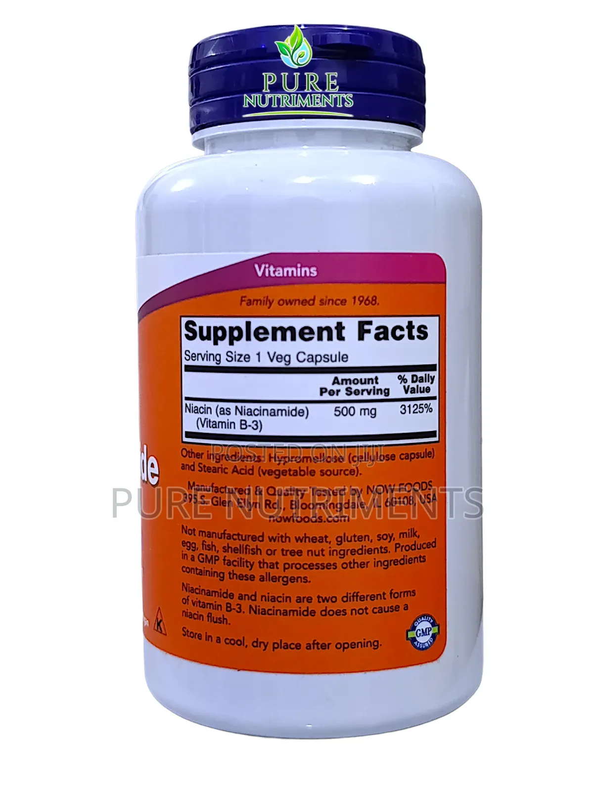 Now Niacinamide 500mg 100 Veg Capsules _ for Healthy Skin and Energy