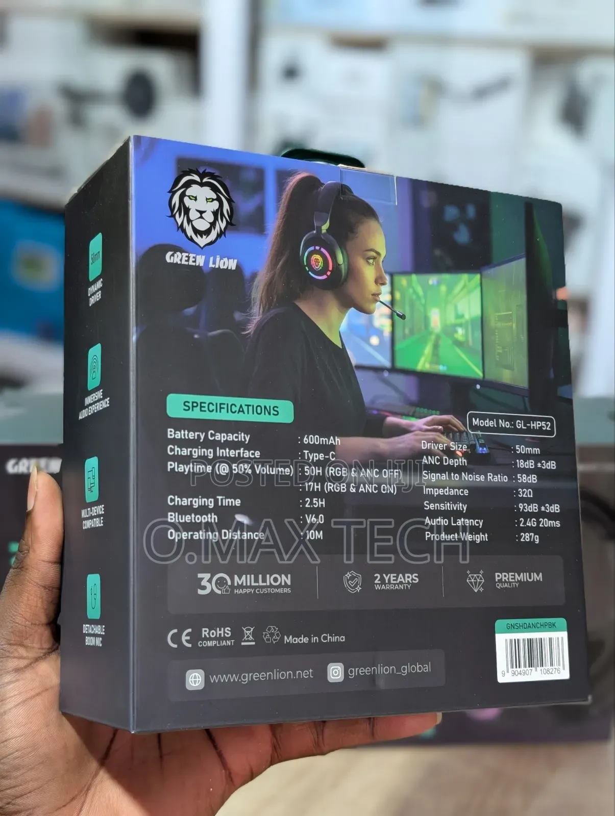 Green Lion Shadow Anc Gaming Headset
