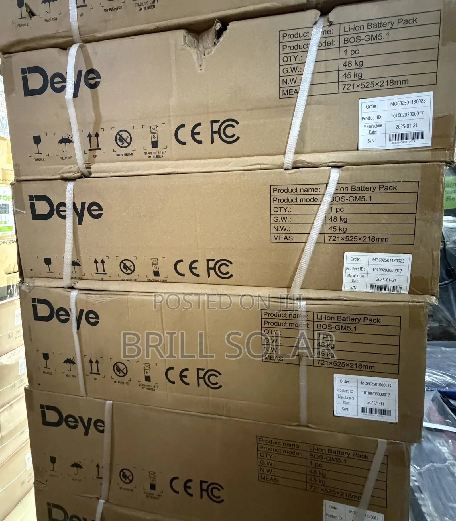 5kwh-51.2v Deye Bos-G High-Voltage Lithium Battery