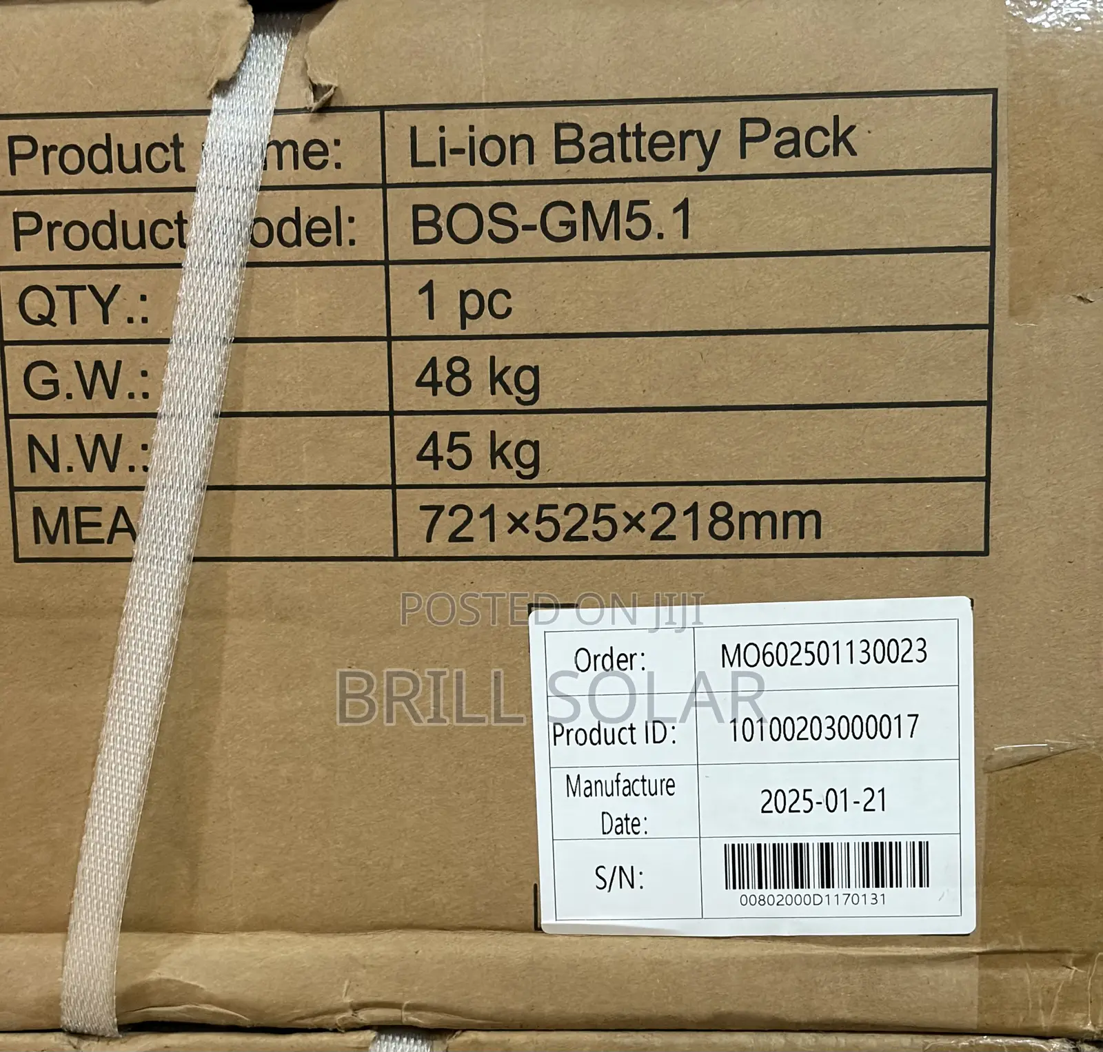 5kwh-51.2v Deye Bos-G High-Voltage Lithium Battery