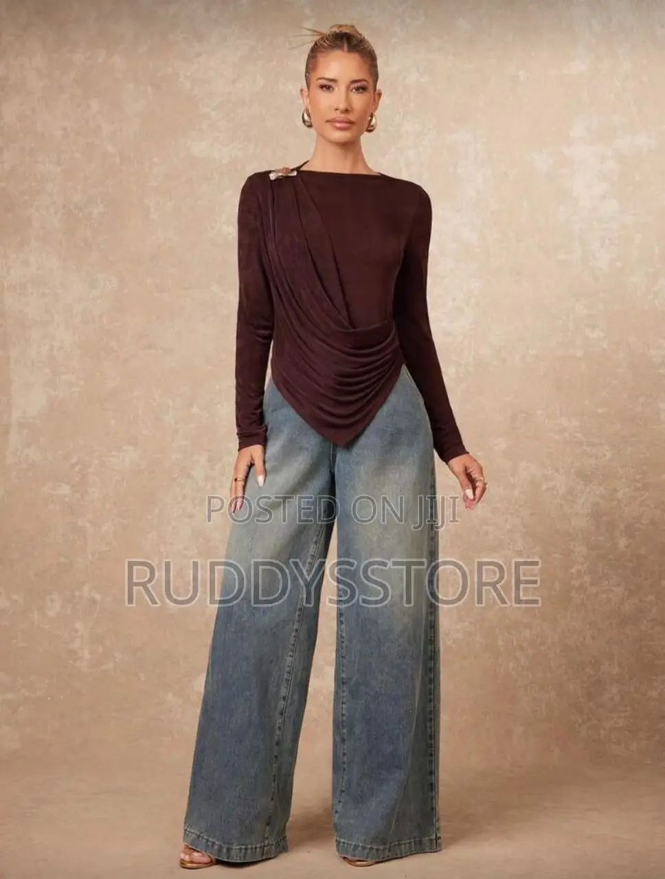 Metal Pleated Asymmetrical Top