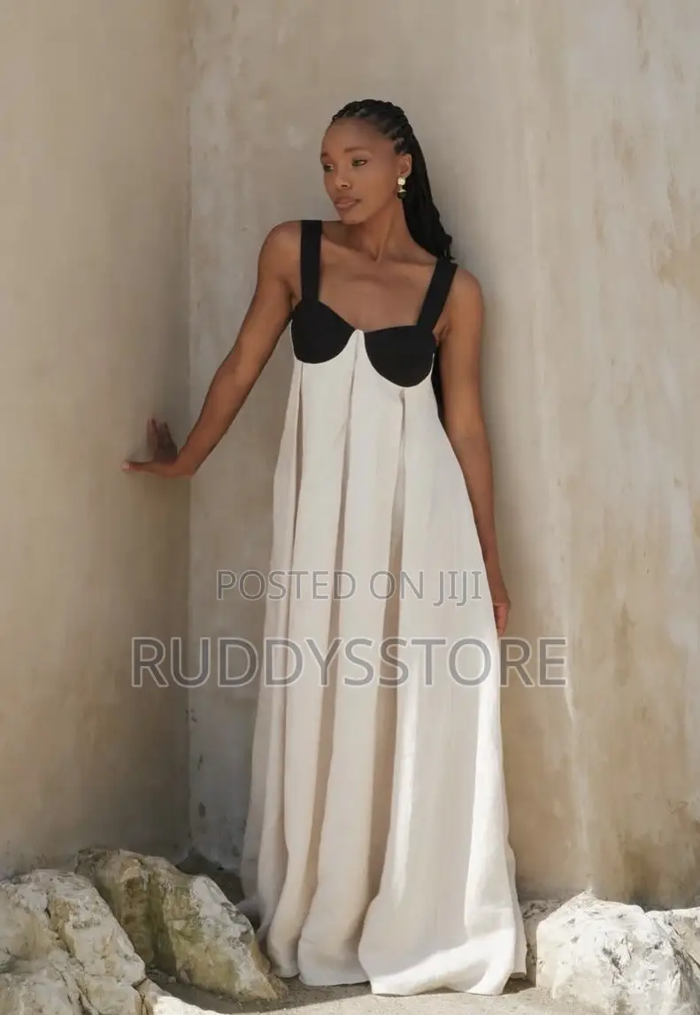 Two Toned Linen Maxi Dress