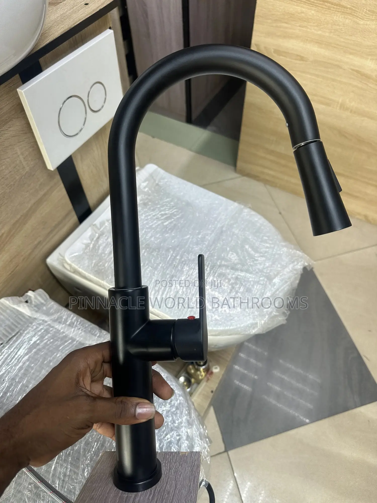 England Black Heavy Gage Pull Out Kitchen Sink Mixer Tap Hot and Cold