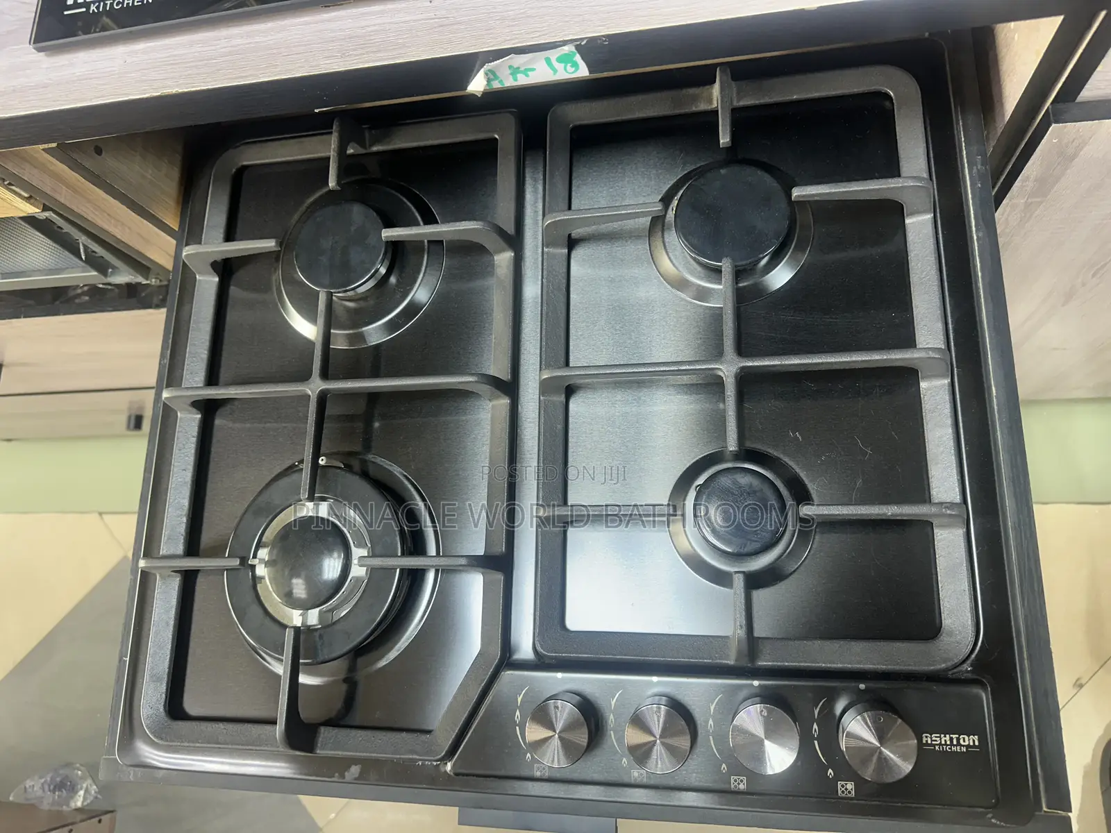 60cm Black Stainless Built in 4 Burner Gas Cooker