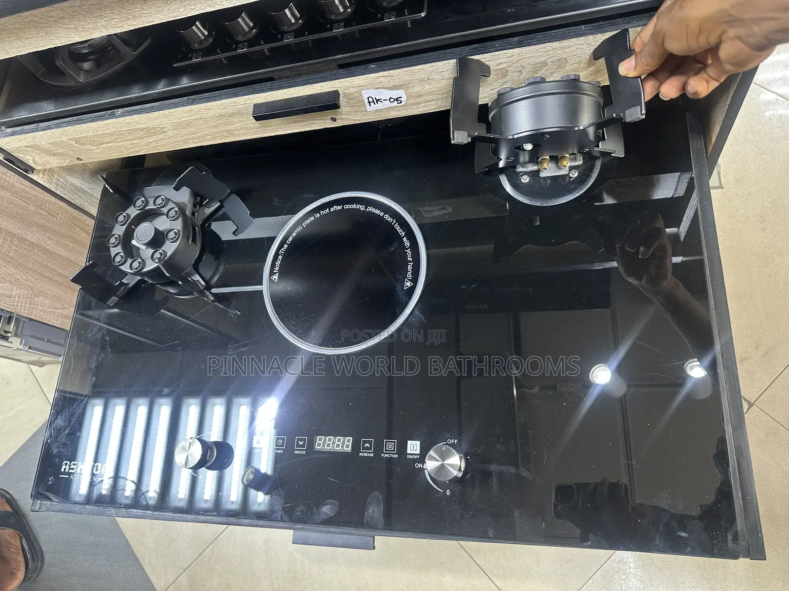 90cm Glass Built in 2 in 1 Electric and Gas Cooker Flip Up