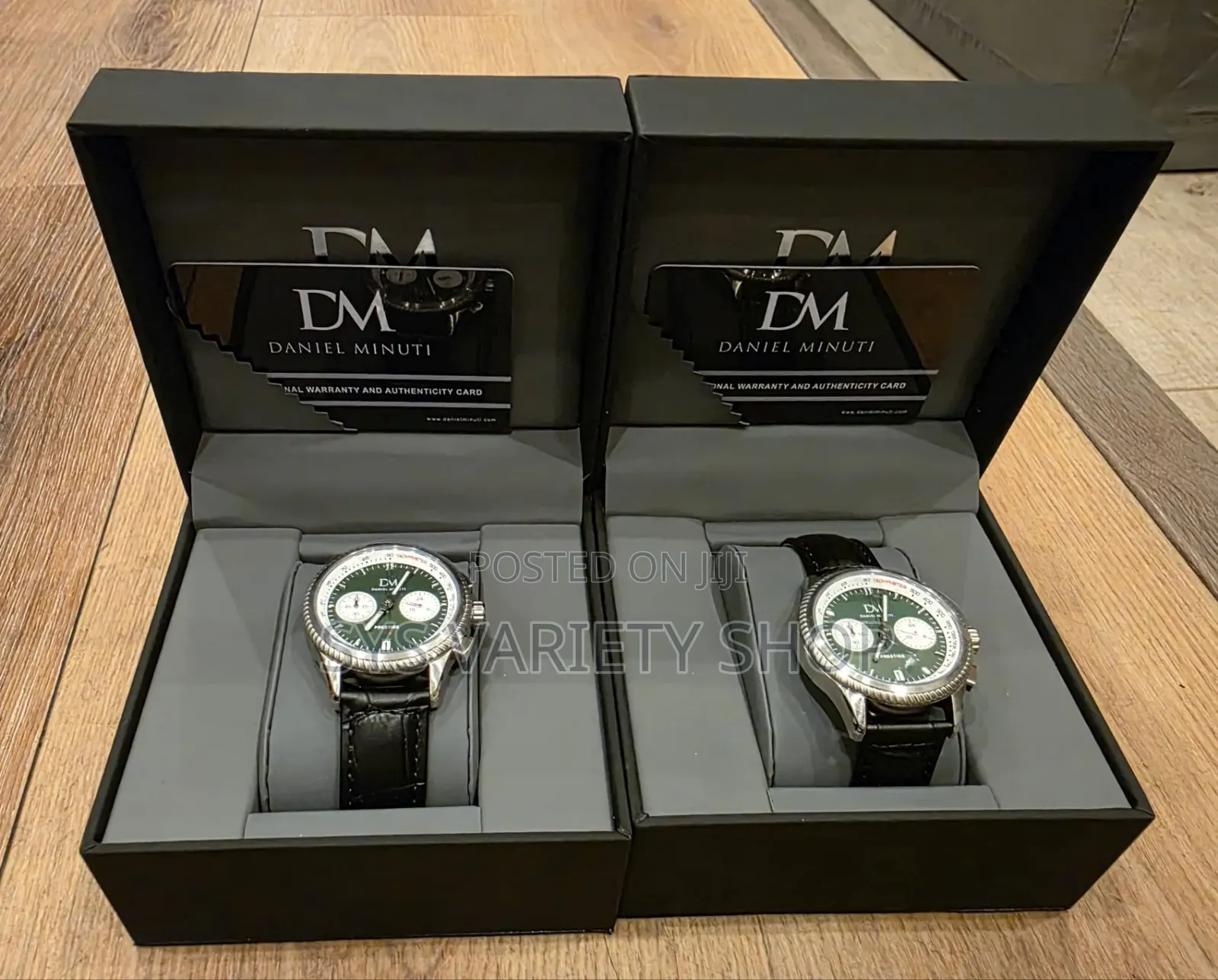 Daniel Minuti Black Leather Wrist Watch