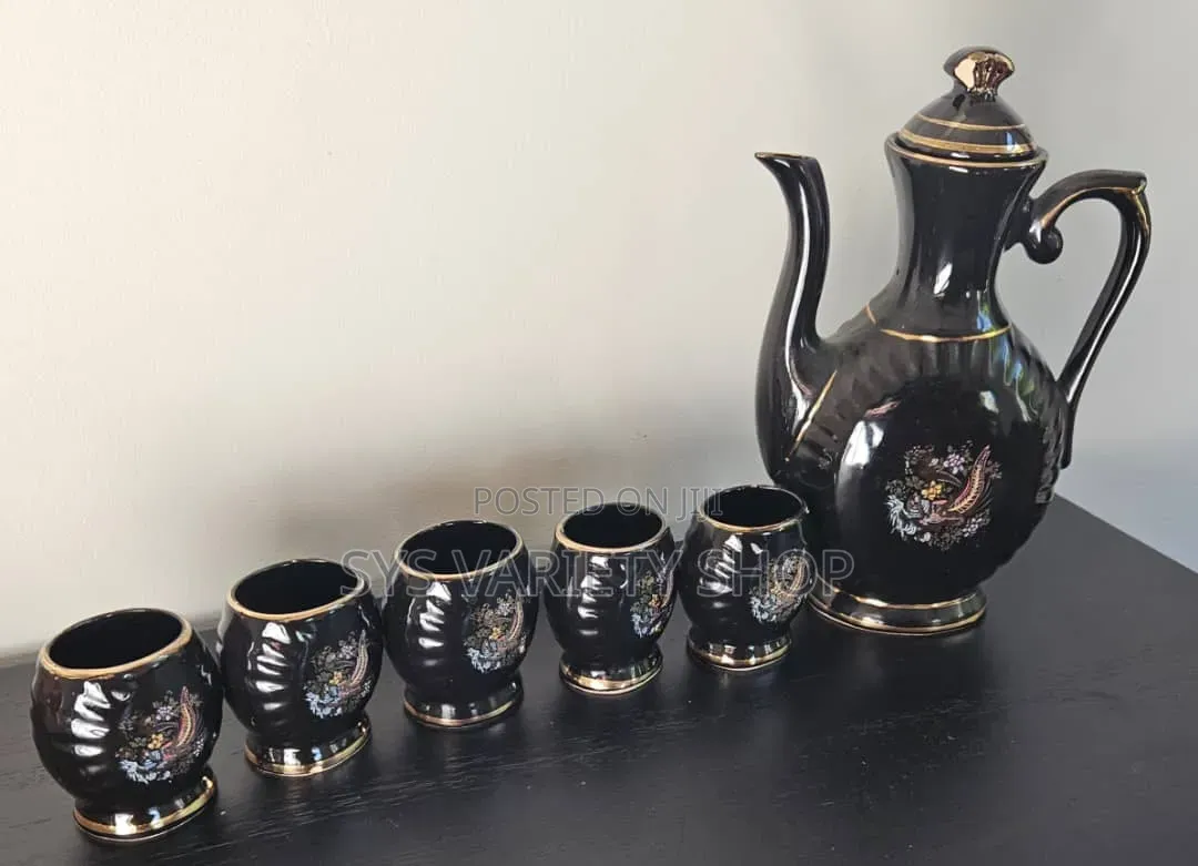 Vintage Set of Porcelain 5 Cups With Carafe