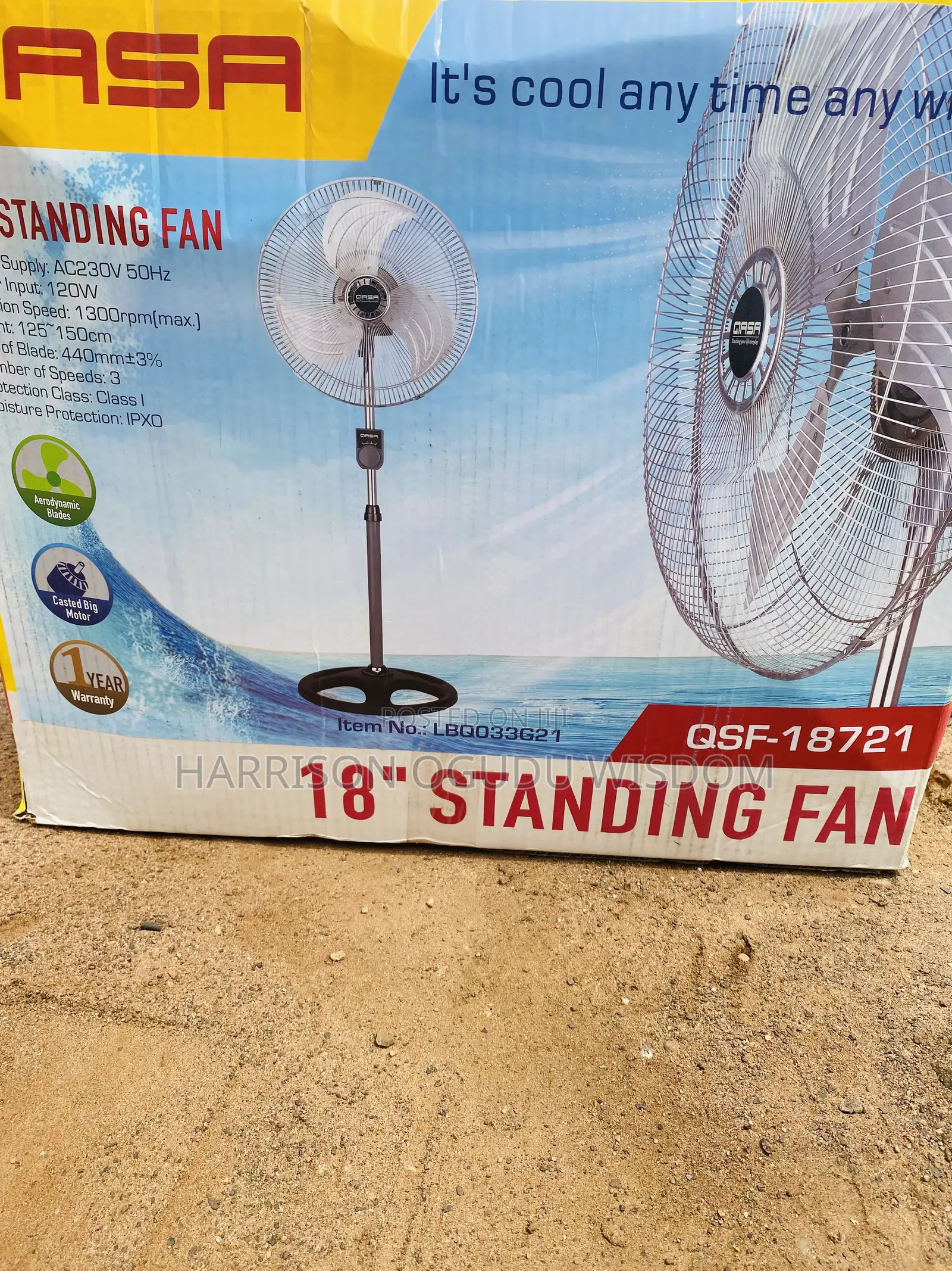 Qasa 18” Standing Fan ( Model QSF-18721) for Sale