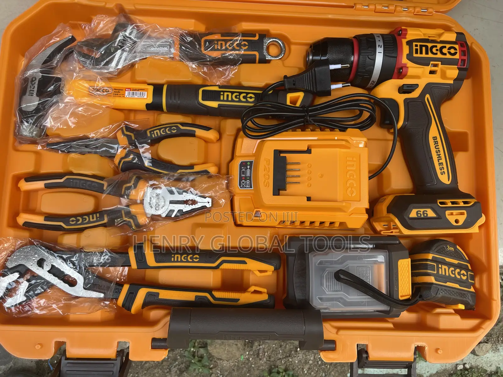 166pcs 66n.M Ingco Impart Drill With Tools Chest Set