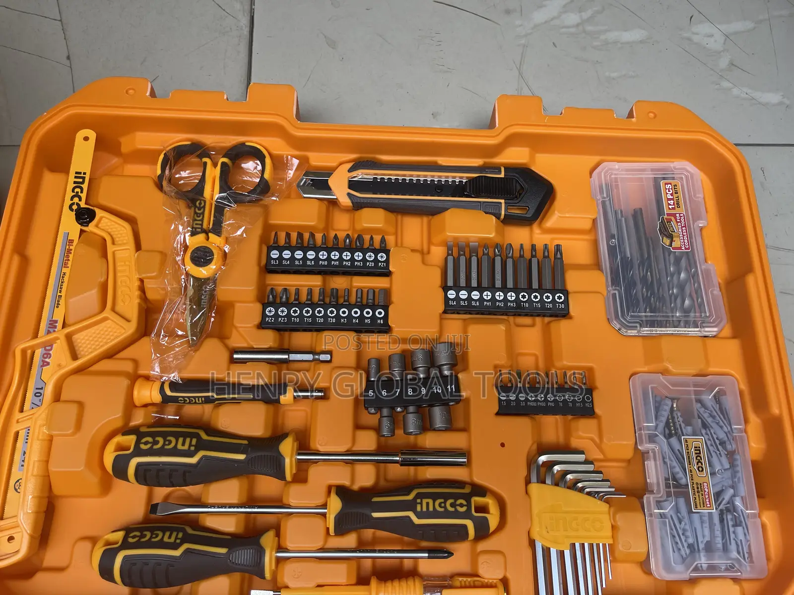 166pcs 66n.M Ingco Impart Drill With Tools Chest Set