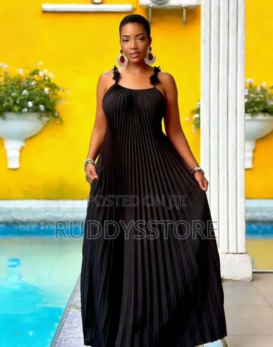 Black Pleated Maxi Dress
