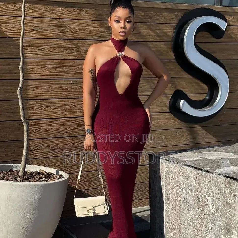 Knitted Slinky Halterneck Dress