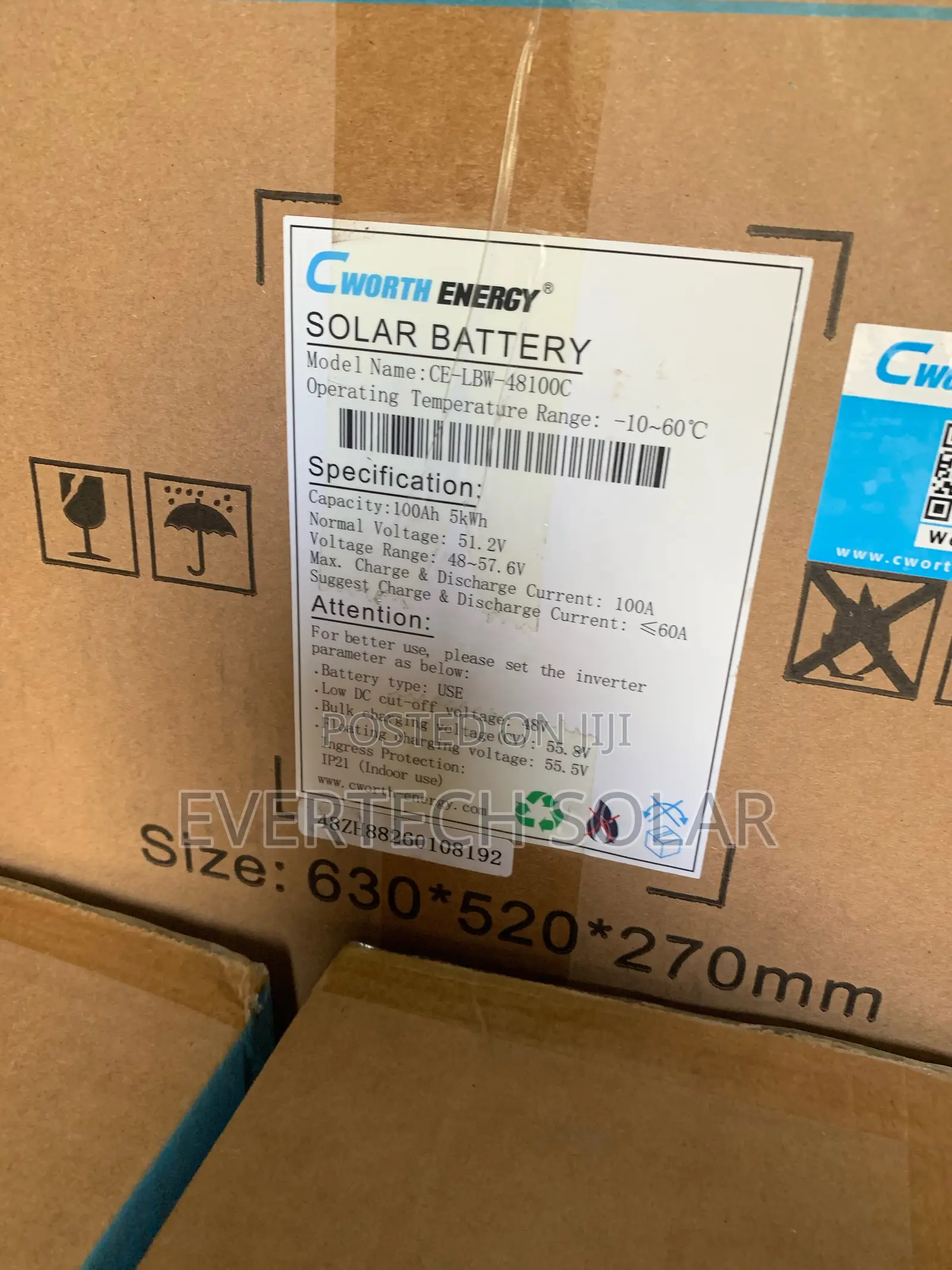 5kwhs 48v Cworth Energy 100a Lithium Battery With BMS