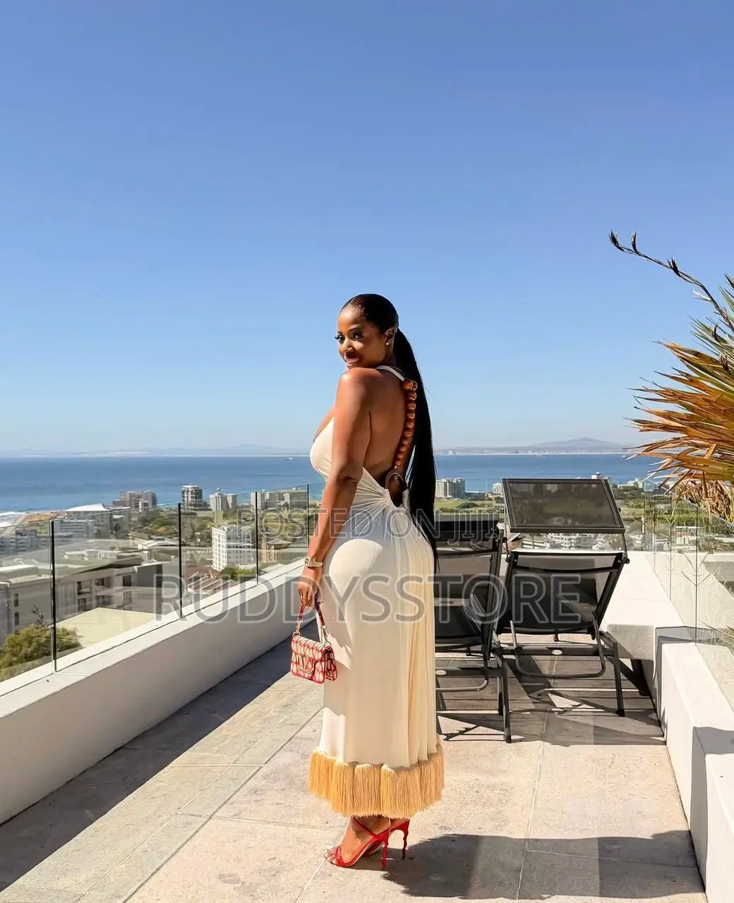 Backless Beaded Tassel Dress