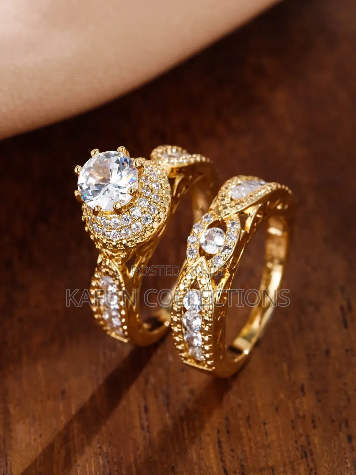 Gold Plated Zirconia Couple's Ring Set