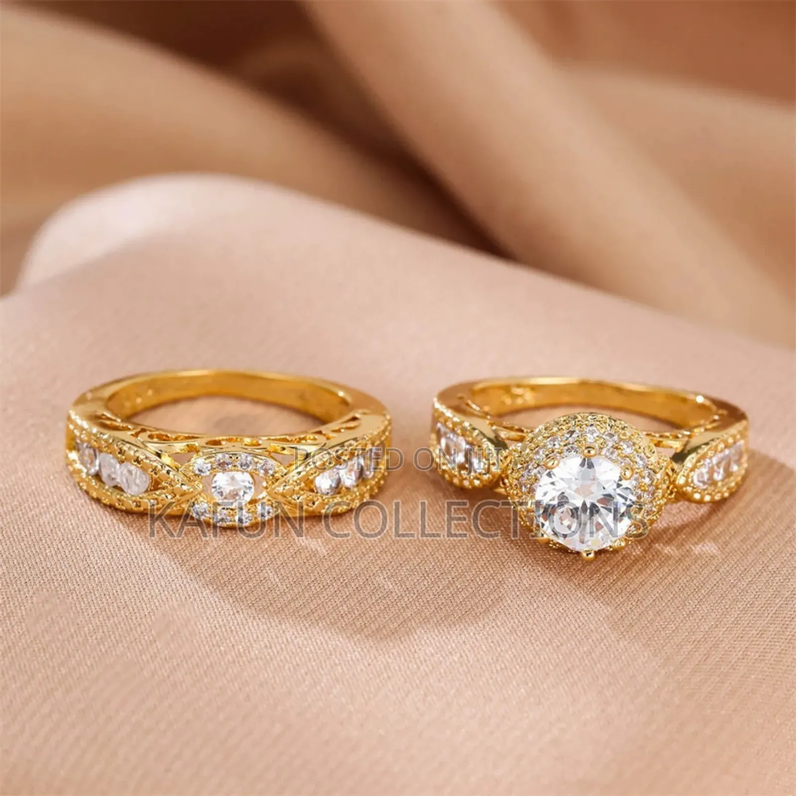 Gold Plated Zirconia Couple's Ring Set