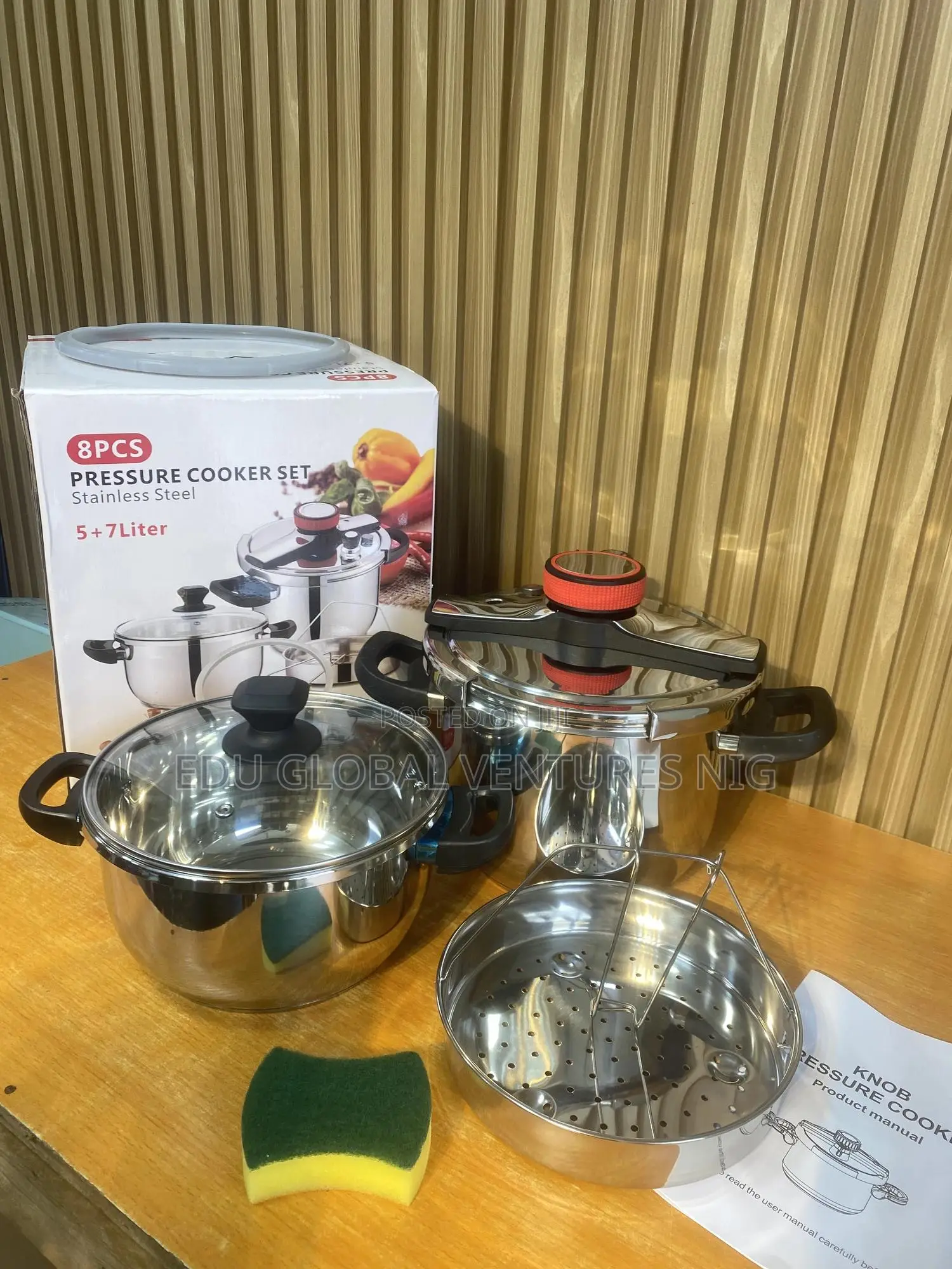 Classic 8 Pieces Pressure Cooker Set, Stainless Steel 5 7litres Pots