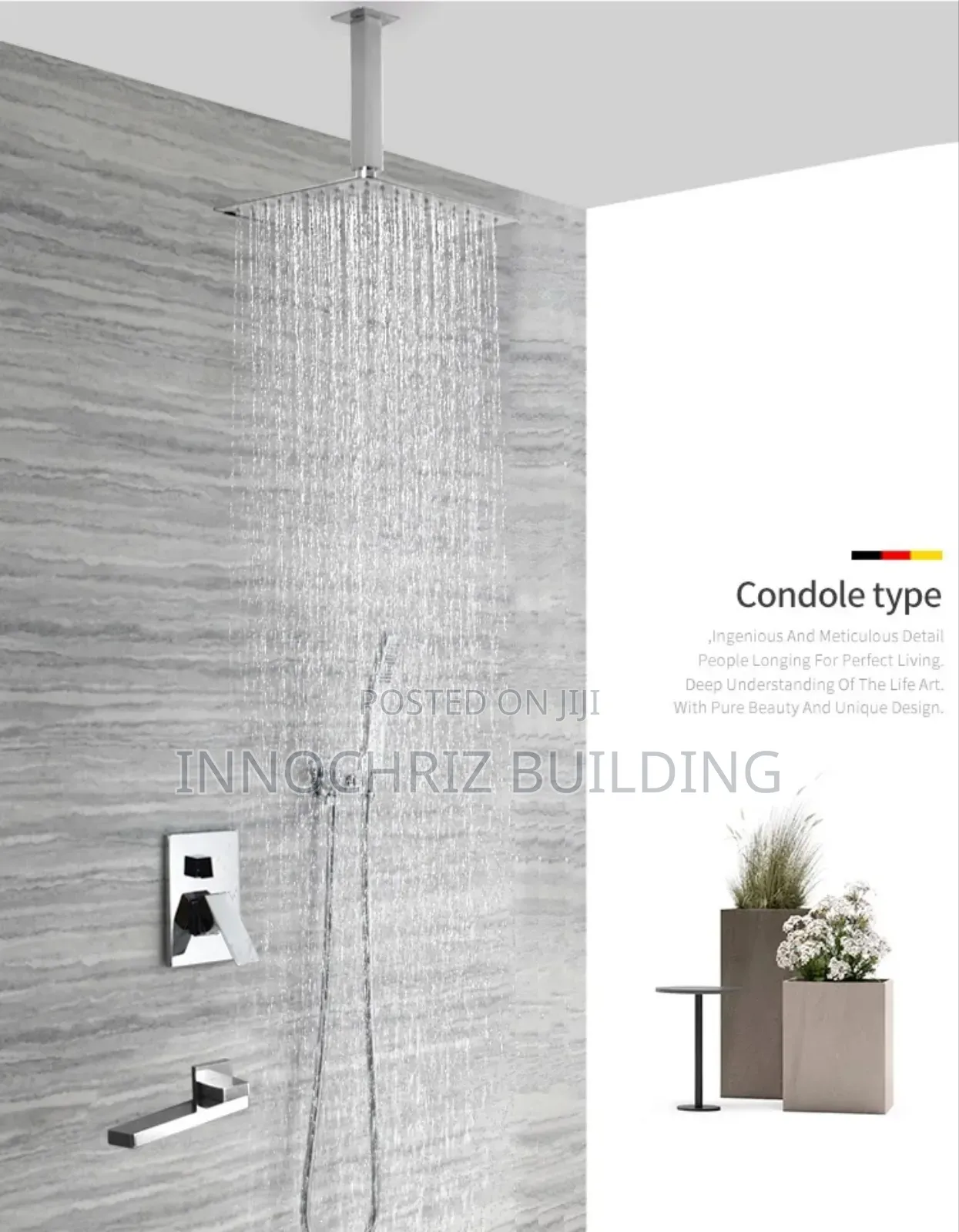 Conduit Shower With Ceiling Shower Head