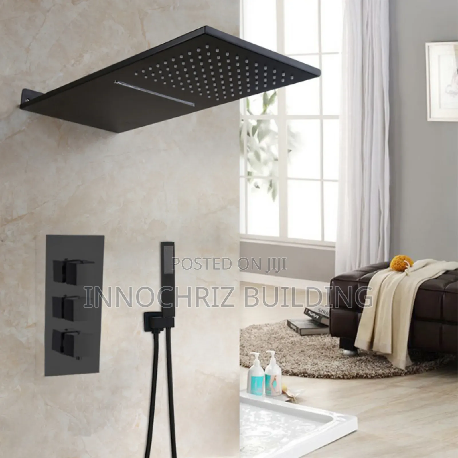 Black Conduit Shower (Rainfall)