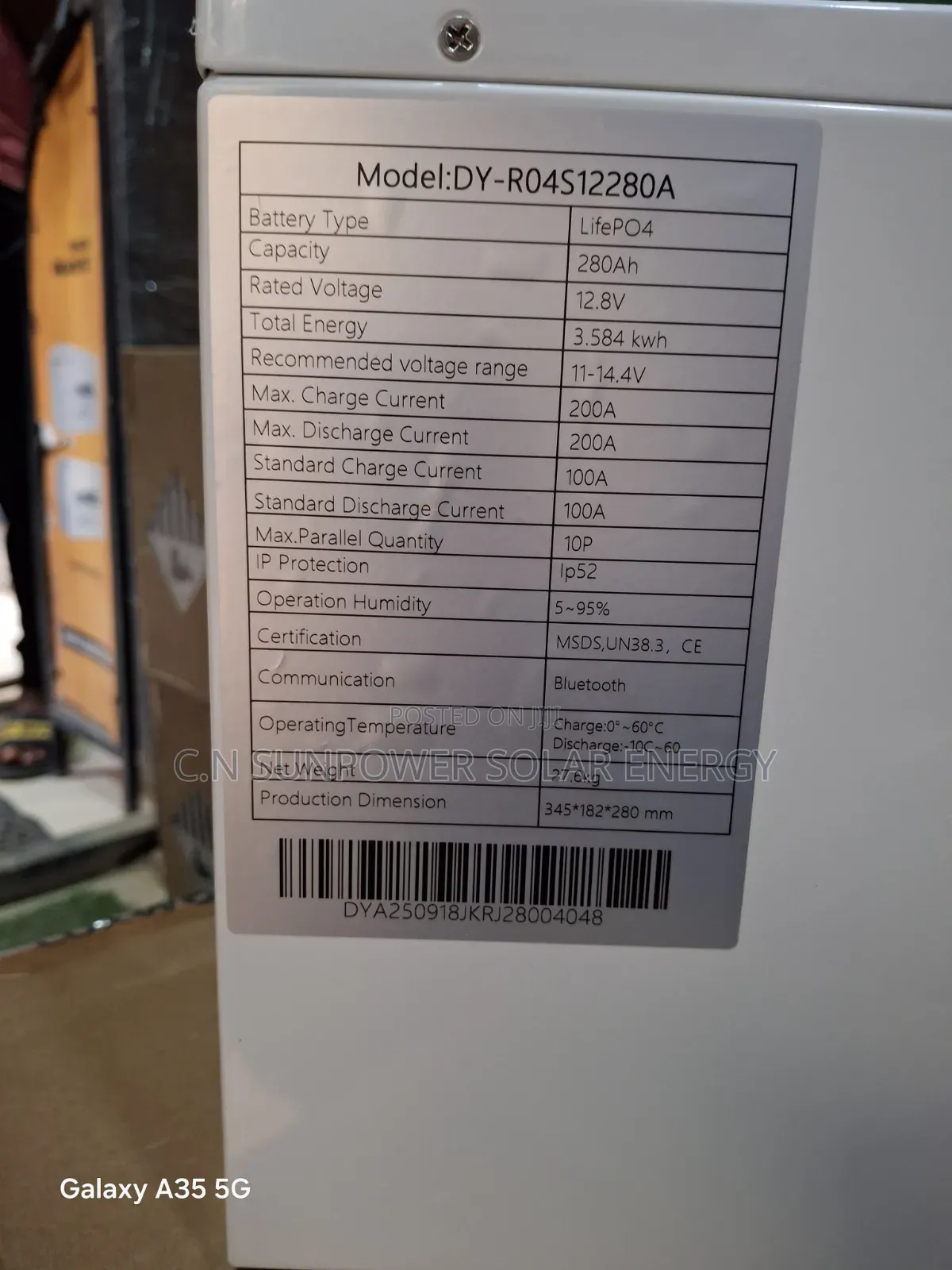 3.5kwh/12v Deriy Lithium-Iron Battery