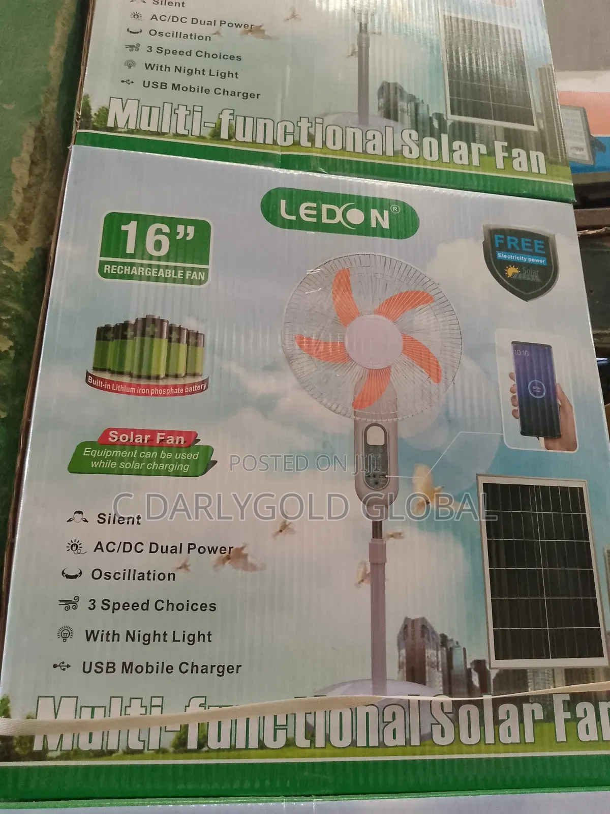 Ledon Solar Rechargeable Fan