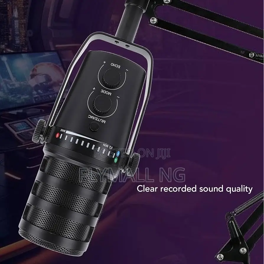 Podcast Dynamic Microphone, Pc Computer Gaming Mic With Desktop Stand