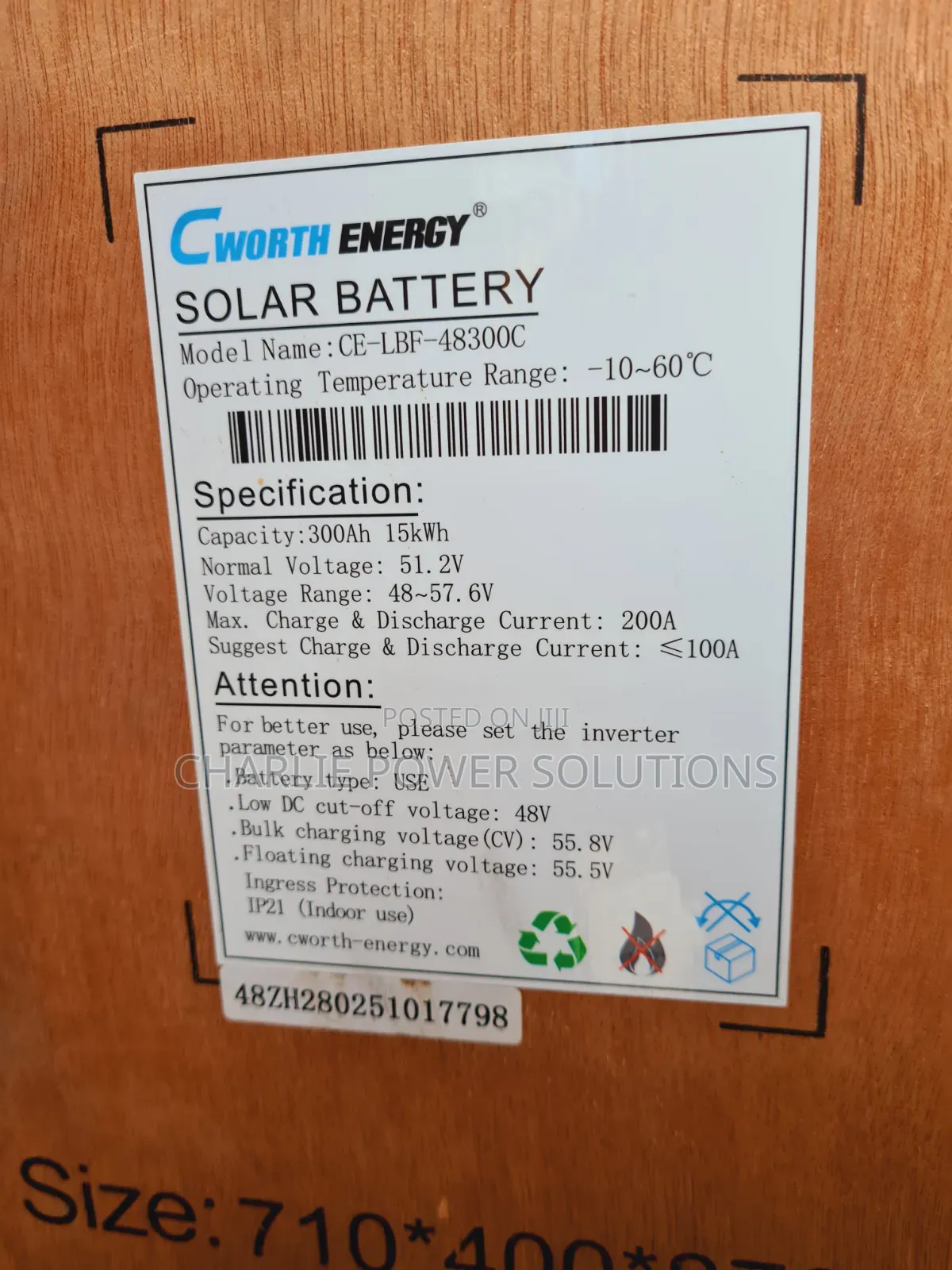 Cworth 15kwh 51.2v Lithium Battery