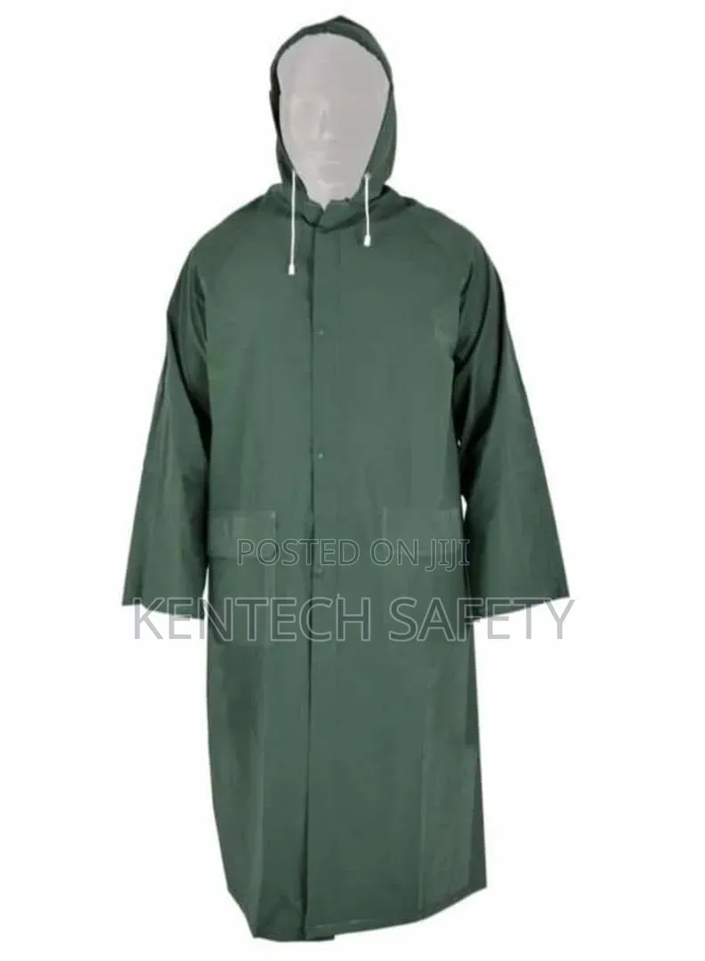 Safety Hard Hat And Rain Coat Green Color In Packs