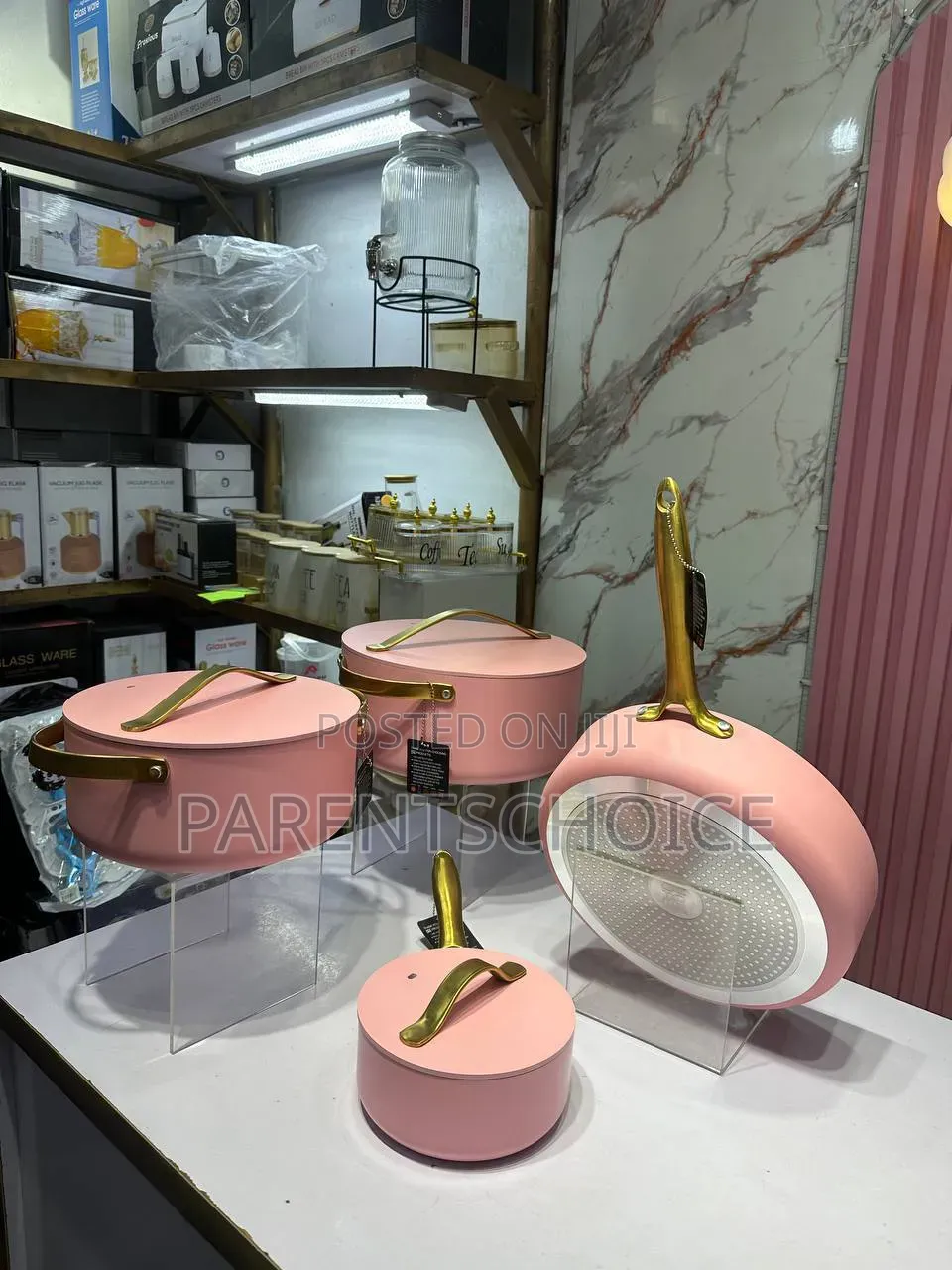 4 Pcs Non-stick Cookware Set – Premium Pink Gold Or Blue Gold