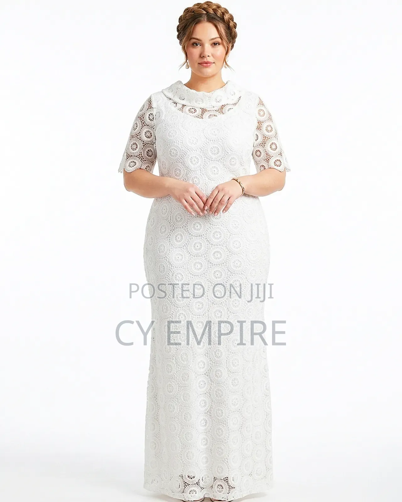 Timeless Elegant Pure White Guipure Lace Dress