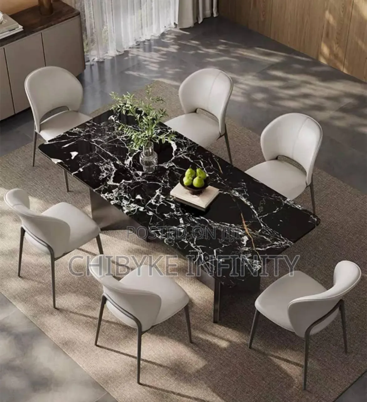 High Quality Imported Marble Dining With 6 Chair Available to Pick Up