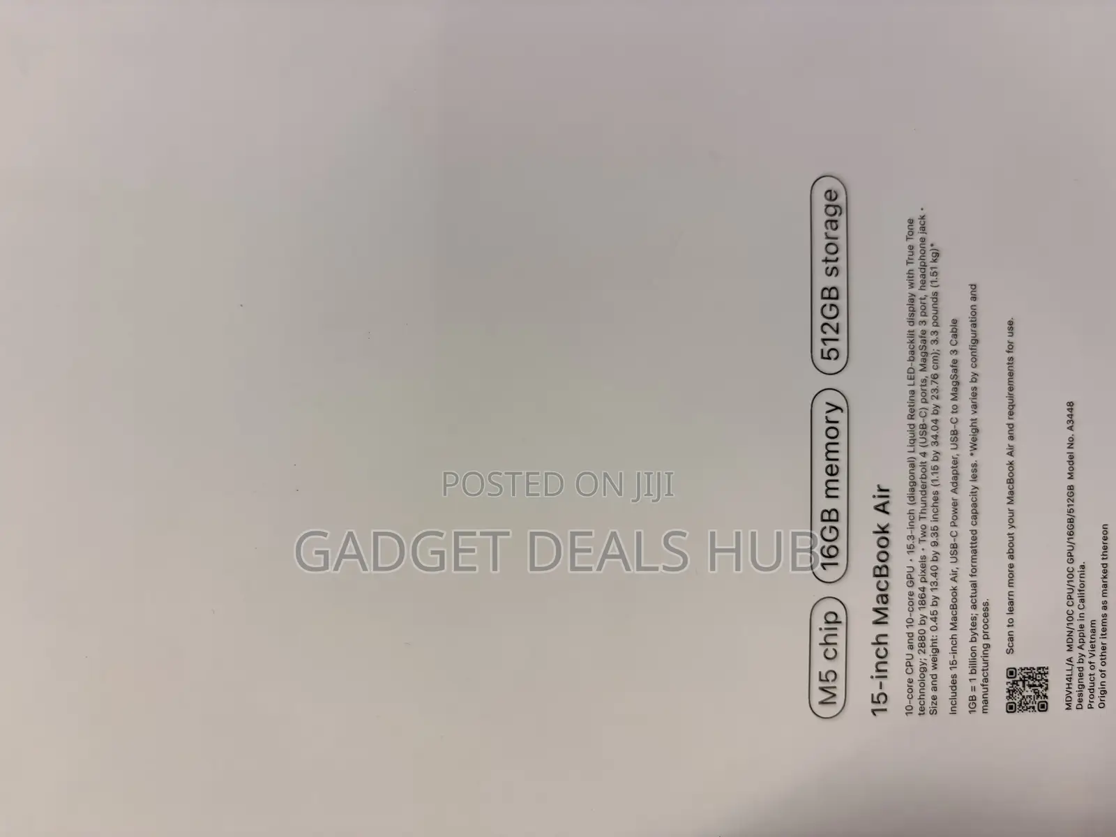 New Laptop Apple MacBook Air 2026 M5 15-inch 16GB SSD 512GB