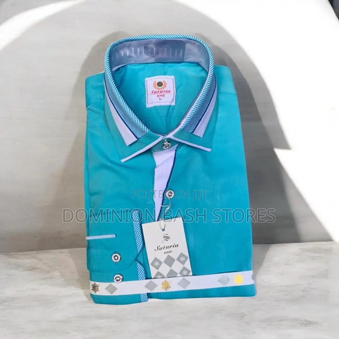Designer Turquoise Blue Saturia Shirt