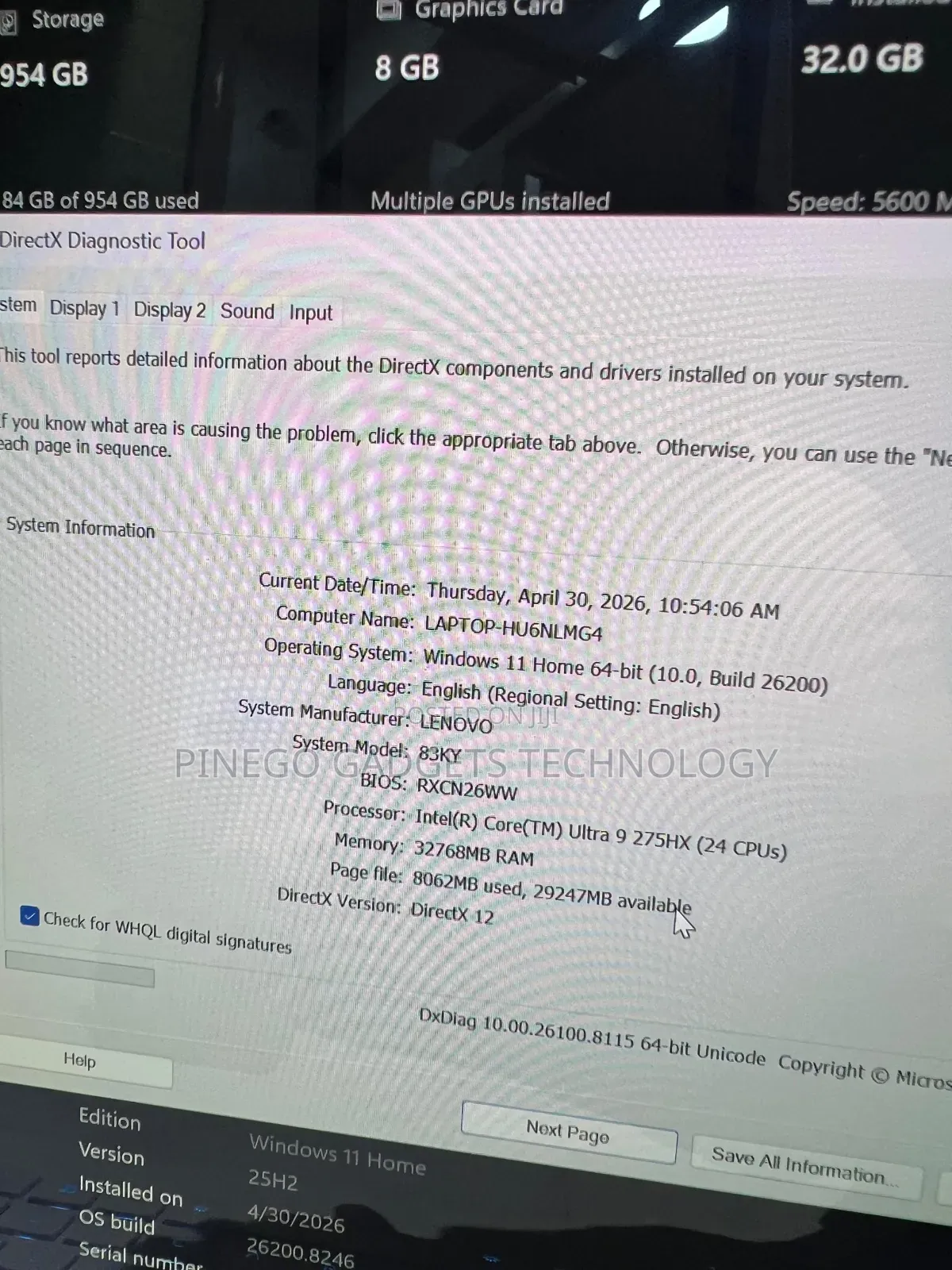 Laptop Lenovo Legion 7 32GB Intel Core Ultra 9 SSD 1T