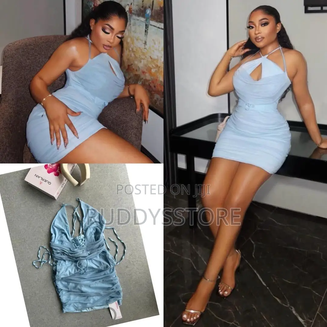 Fishbone Mesh Halterneck Dress