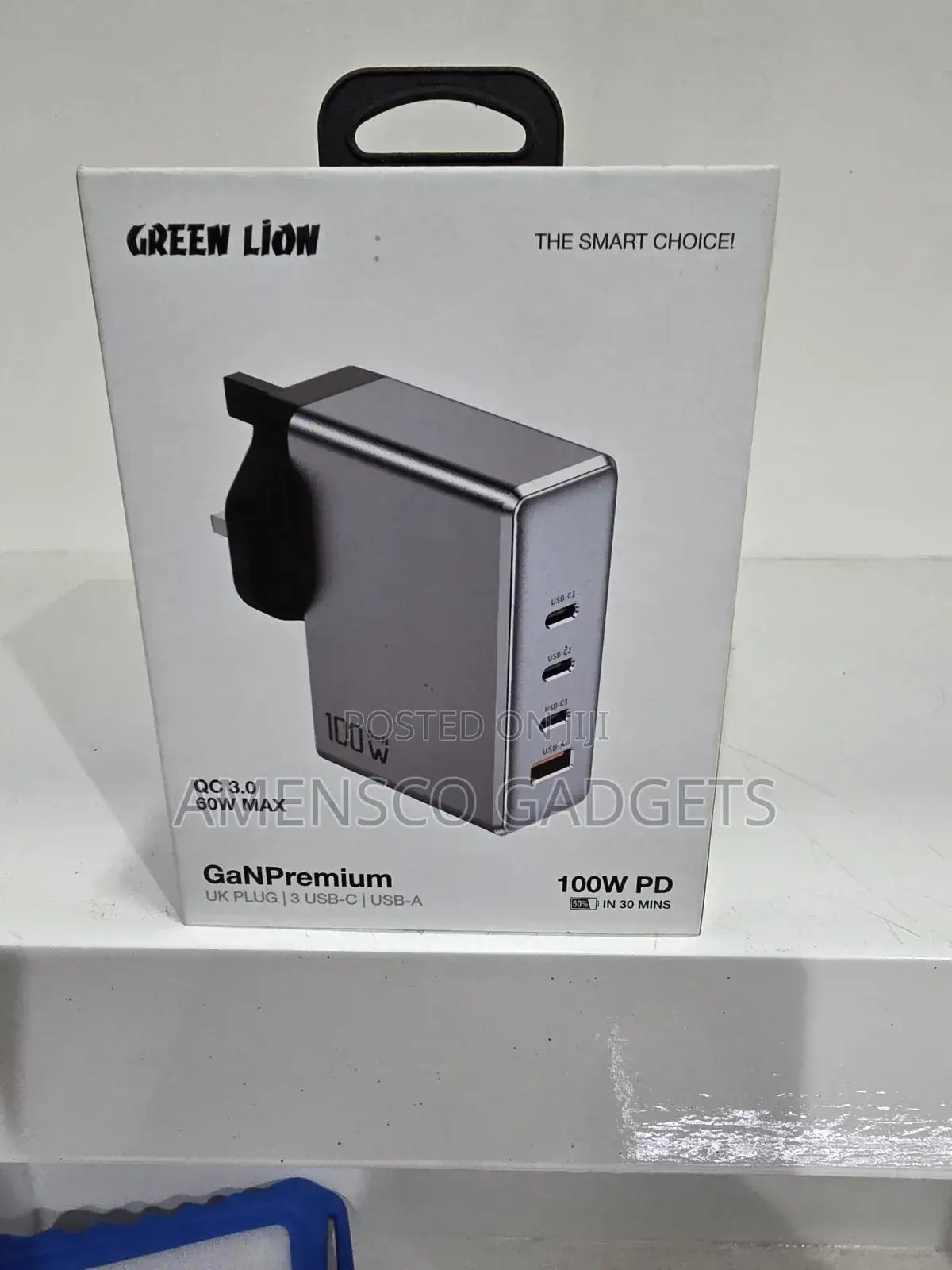 Green Lion Ganpremium Uk Plug | 3 Usb-C | Usb-a 100w Pd 60w Max