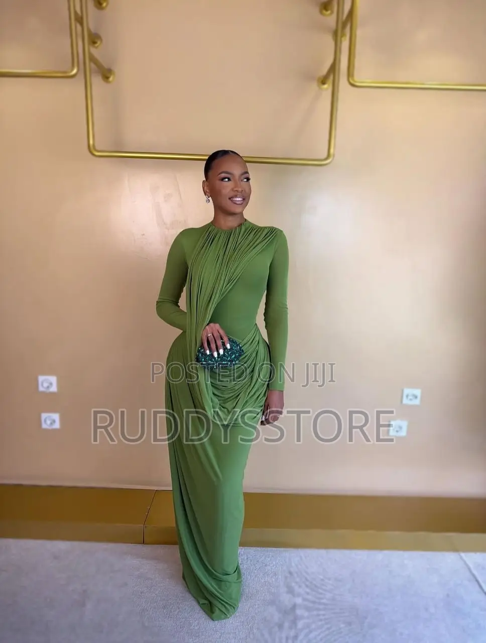 Luxury Asymmetrical Ribbon Draped Maxi Dress