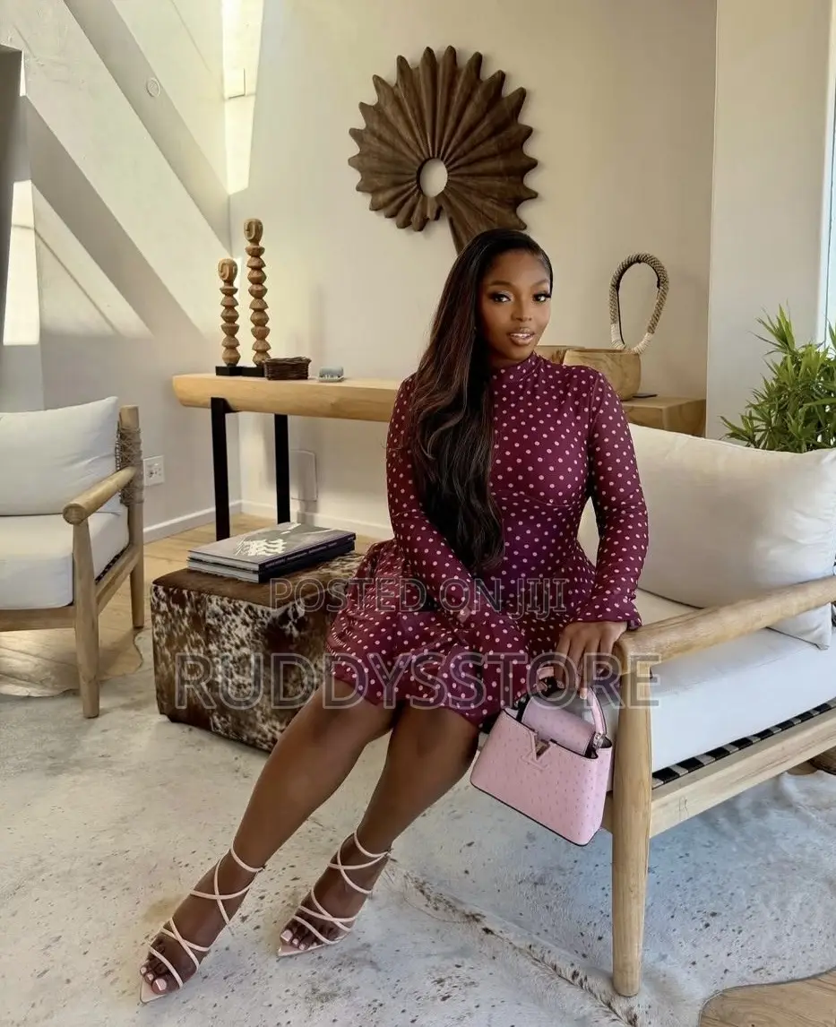 Flare Polka Dot Slit Mini Dress