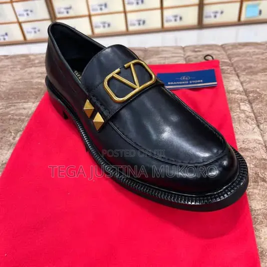 Latest Valentino Garavani Gold Iron Design Flat Shoes