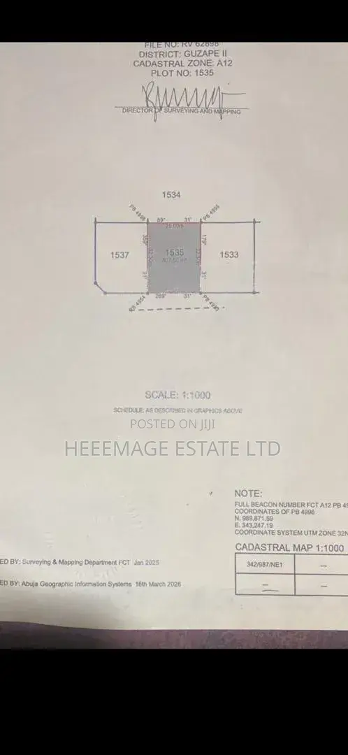 800sqm Plot of Land in Guzape Ii